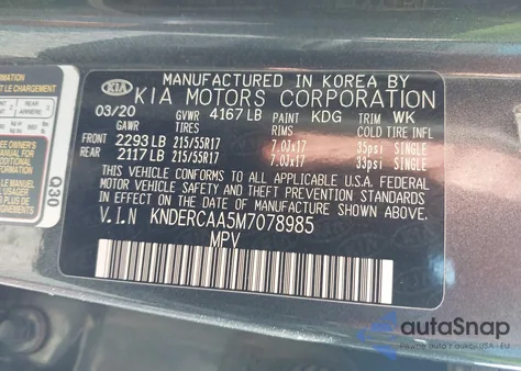 2021 Kia Seltos Ex z USA, uszkodzony, nr VIN KNDERCAA5M7078985